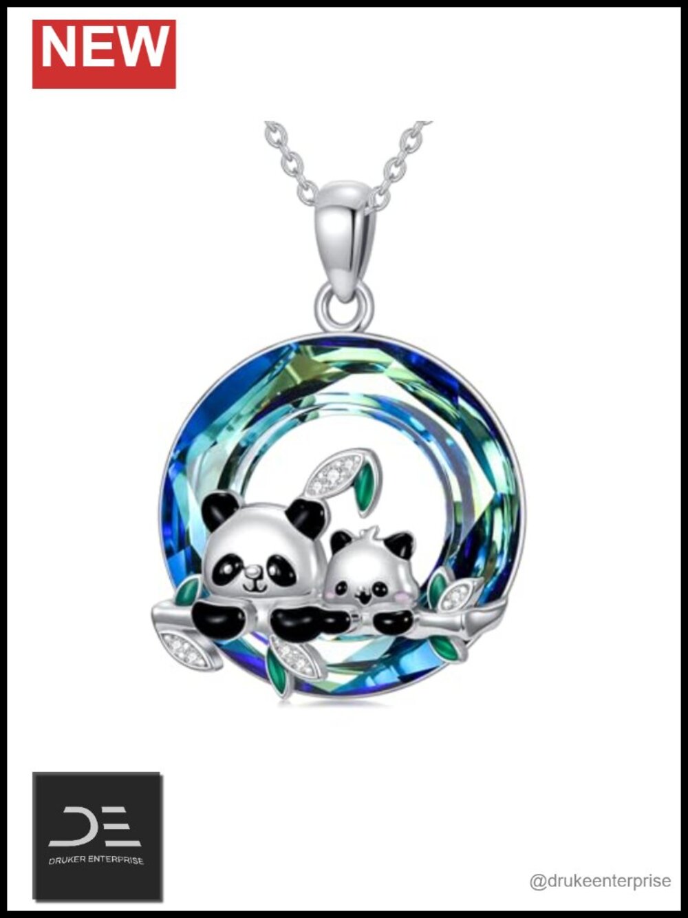 925 Sterling Silver Moissanite Panda Cat Pendant Necklace for Women